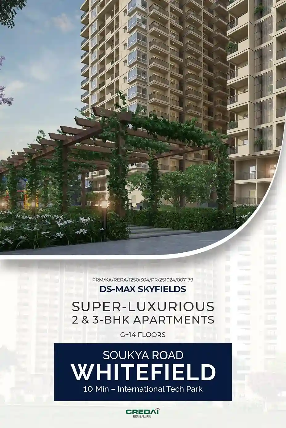 DS-MAX SKYFIELDS - 2 & 3 - BHK apartments in Soukya Road, Whitefield. Behind Banglore International Academy